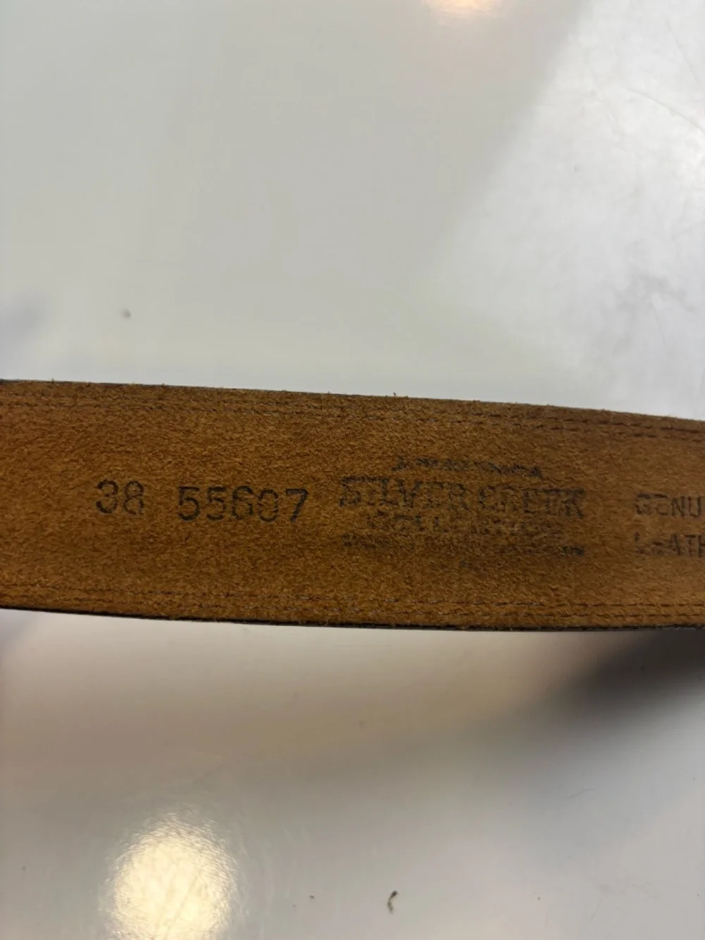 SILVER CREEK Brown padded mens leather belt‎ sz 38